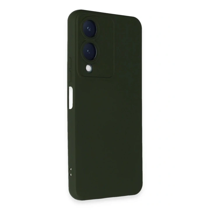 Vivo Y17S Kılıf Nano içi Kadife Silikon - Koyu Yeşil