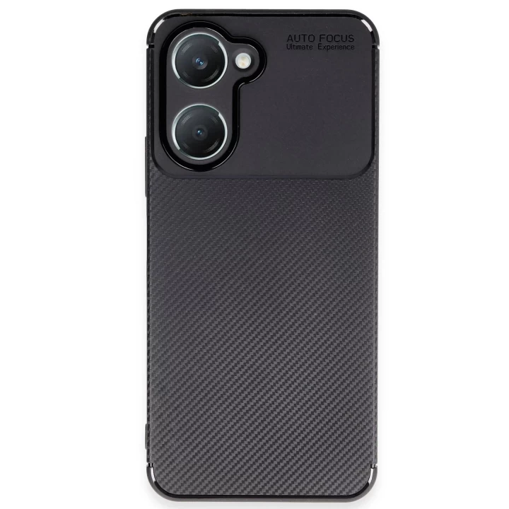 Vivo Y18 Kılıf Auto Focus Karbon Kapak - Siyah