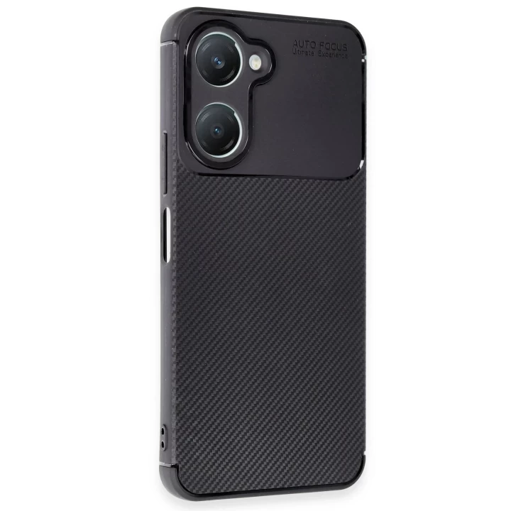 Vivo Y18 Kılıf Auto Focus Karbon Kapak - Siyah