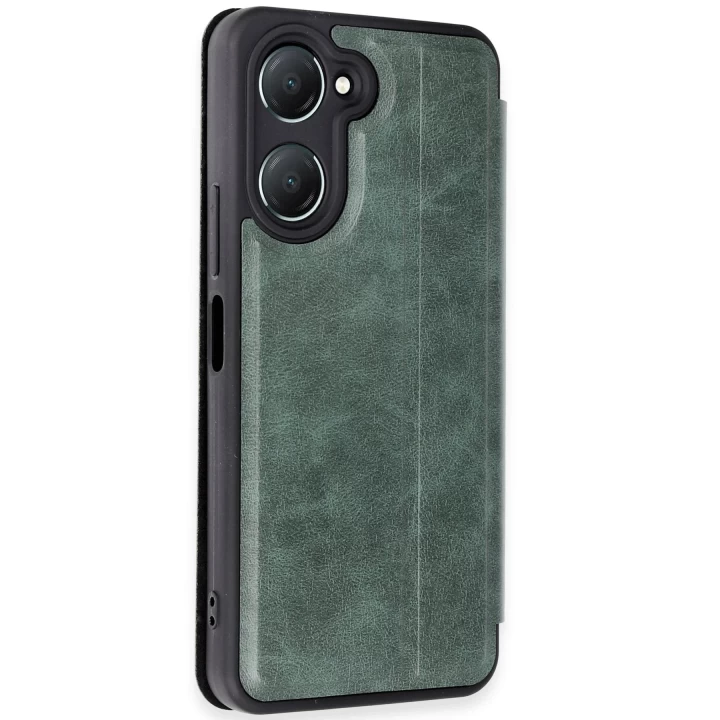Vivo Y18 Kılıf Flip Cover - Koyu Yeşil