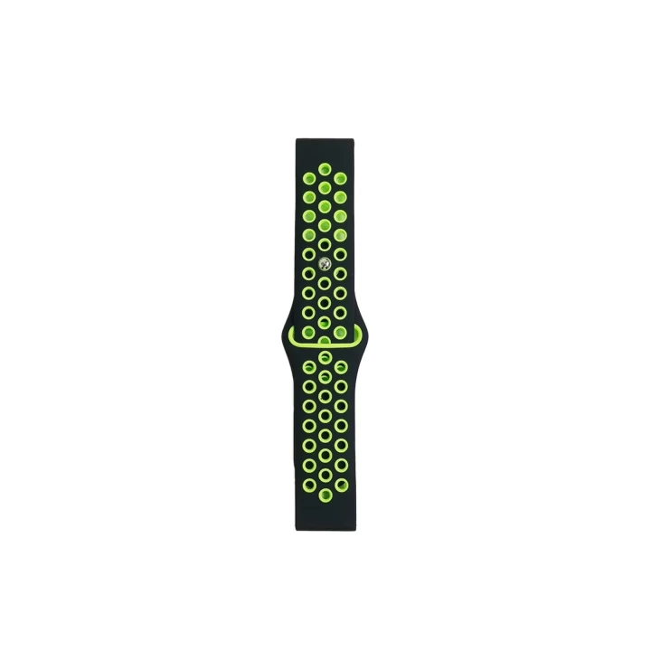Watch 20mm Spor Delikli Kordon - Siyah-Yeşil