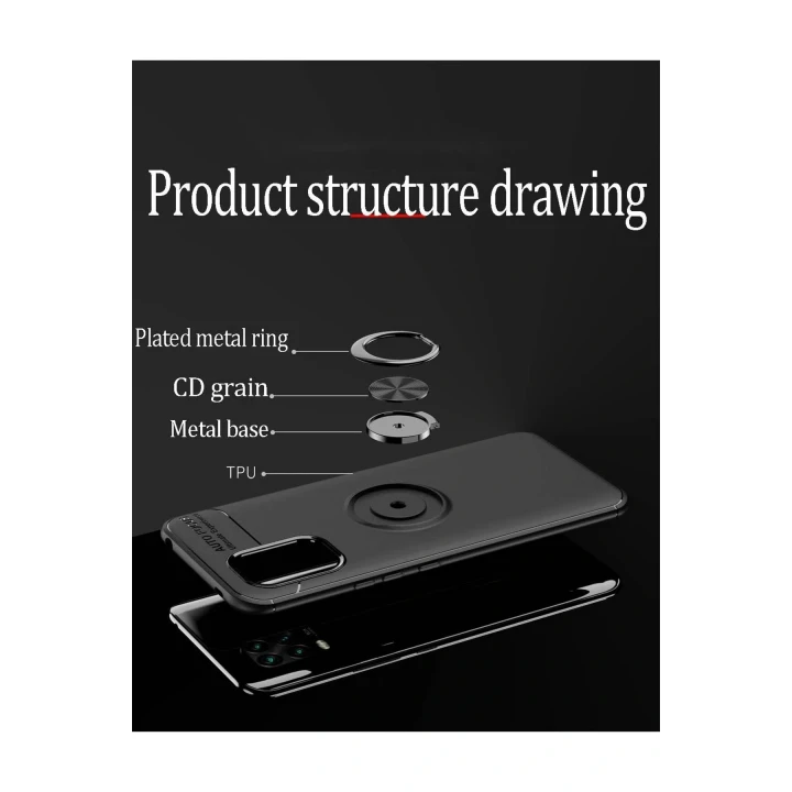 Xiaomi Mi 10 Lite Kılıf Range Yüzüklü Silikon - Siyah
