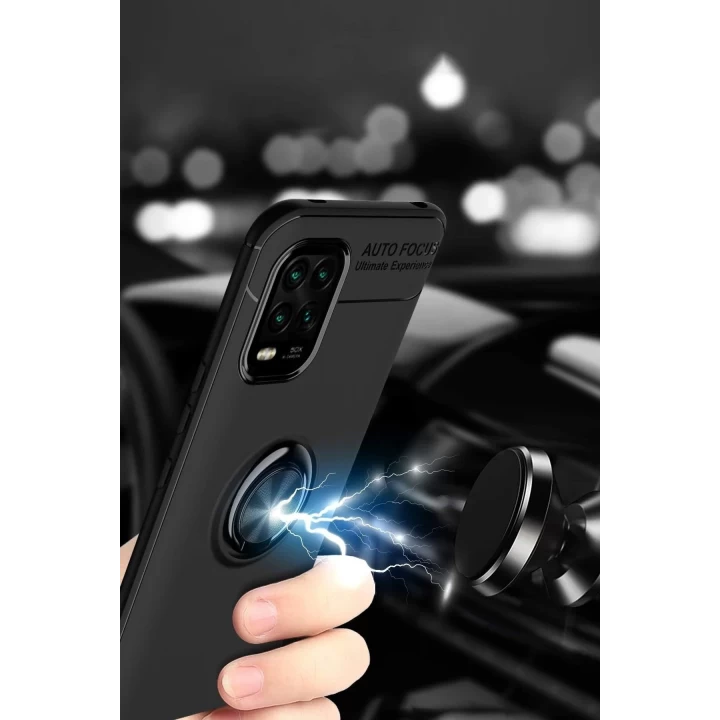 Xiaomi Mi 10 Lite Kılıf Range Yüzüklü Silikon - Siyah