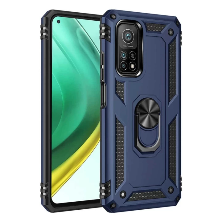 Xiaomi Mi 10T Pro Kılıf Sofya Yüzüklü Silikon Kapak - Lacivert