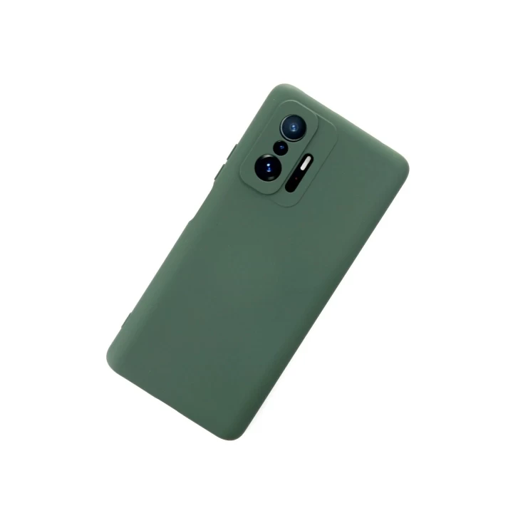 Xiaomi Mi 11T Pro Kılıf Nano içi Kadife Silikon - Koyu Yeşil