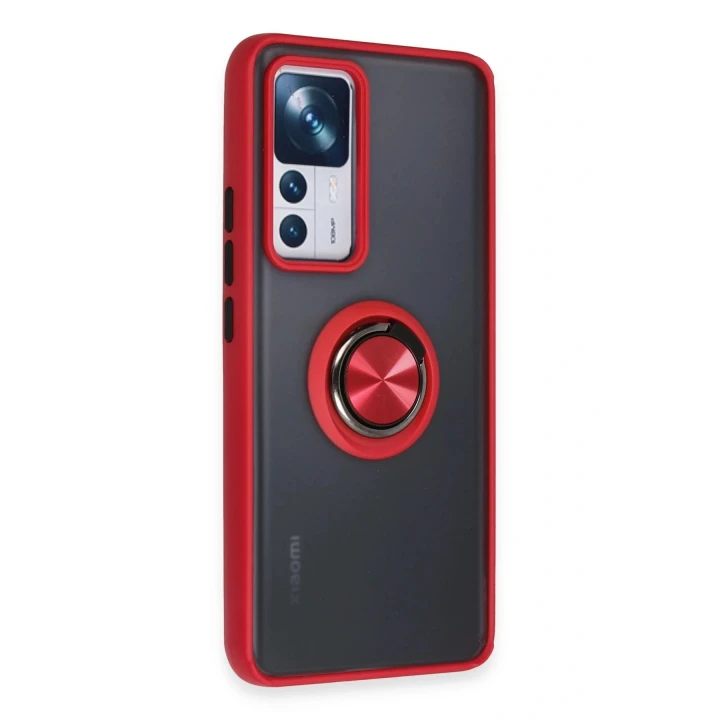 Xiaomi Mi 12T Pro Kılıf Montreal Yüzüklü Silikon Kapak - Kırmızı