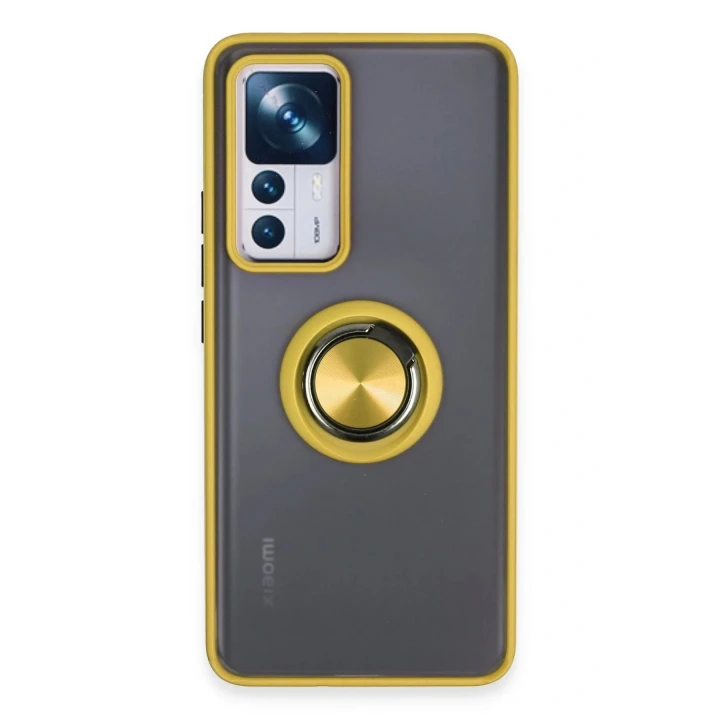 Xiaomi Mi 12T Pro Kılıf Montreal Yüzüklü Silikon Kapak - Sarı