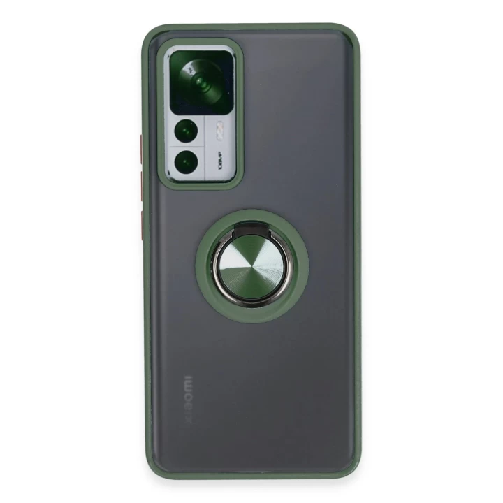 Xiaomi Mi 12T Pro Kılıf Montreal Yüzüklü Silikon Kapak - Yeşil