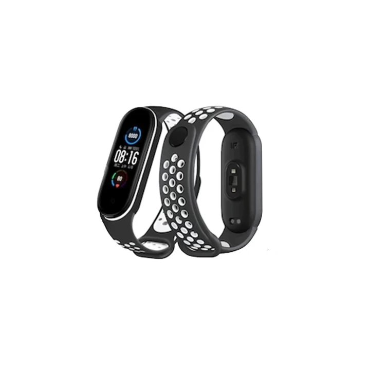 Xiaomi Mi Band 4 Spor Delikli Kordon - Siyah-Beyaz