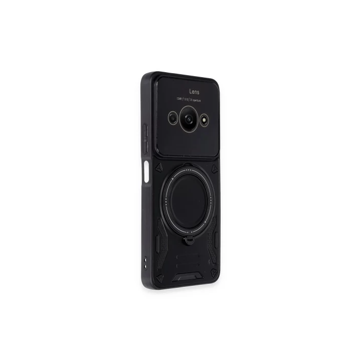 Xiaomi Poco C61 Kılıf Joy Lens Standlı Kapak - Siyah