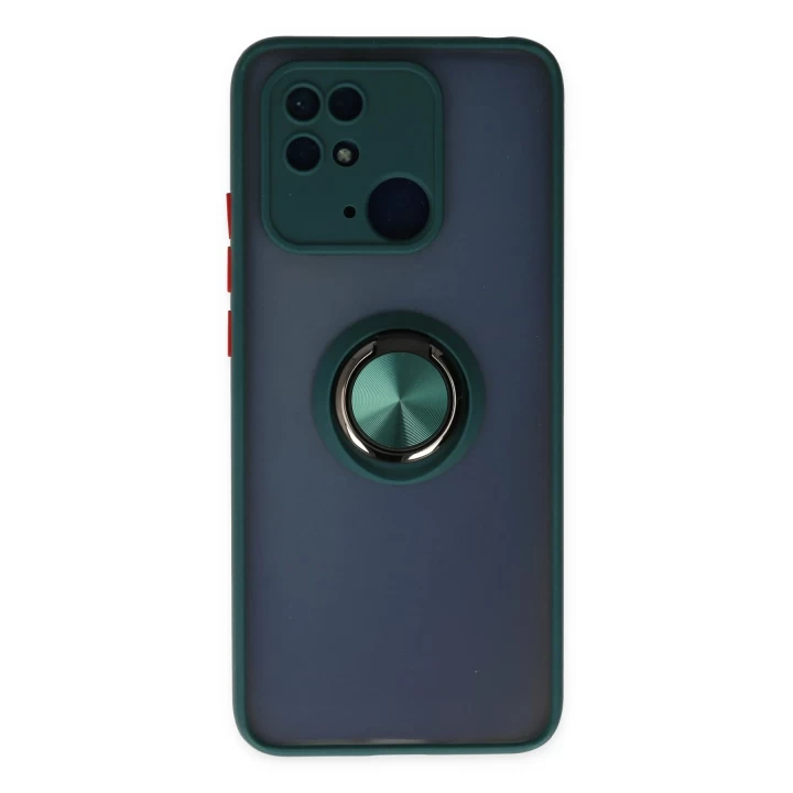 Xiaomi Redmi 10C Kılıf Montreal Yüzüklü Silikon Kapak - Yeşil