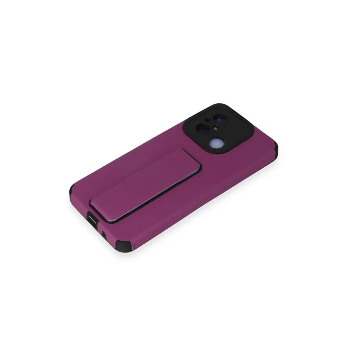 Xiaomi Redmi 12C Kılıf Mega Standlı Silikon - Mor