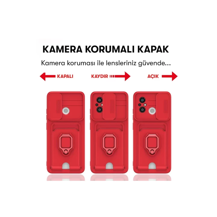 Xiaomi Redmi 12C Kılıf Zuma Kartvizitli Yüzüklü Silikon - Lacivert