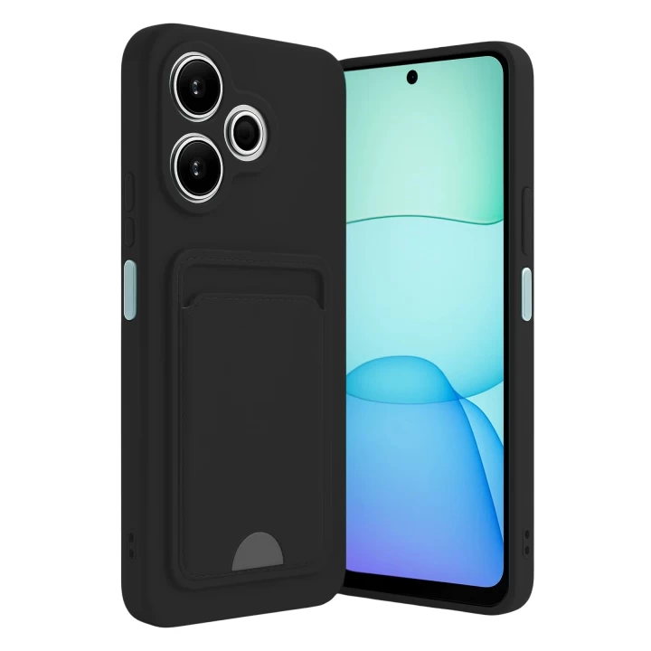 Xiaomi Redmi 13 4G Kılıf Kelvin Kartvizitli Silikon - Siyah