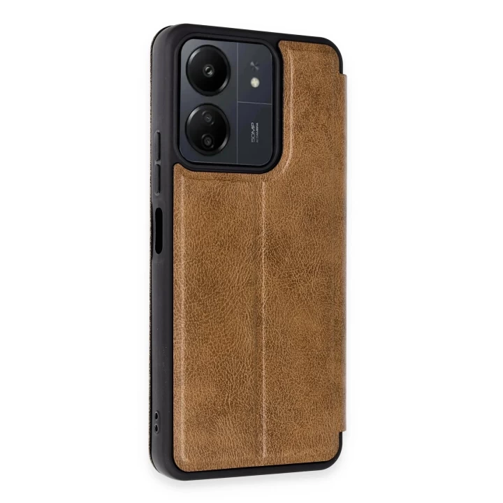 Xiaomi Redmi 13C Kılıf Flip Cover - Taba