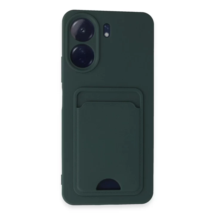 Xiaomi Redmi 13C Kılıf Kelvin Kartvizitli Silikon - Koyu Yeşil