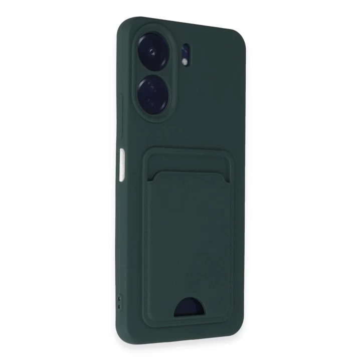 Xiaomi Redmi 13C Kılıf Kelvin Kartvizitli Silikon - Koyu Yeşil