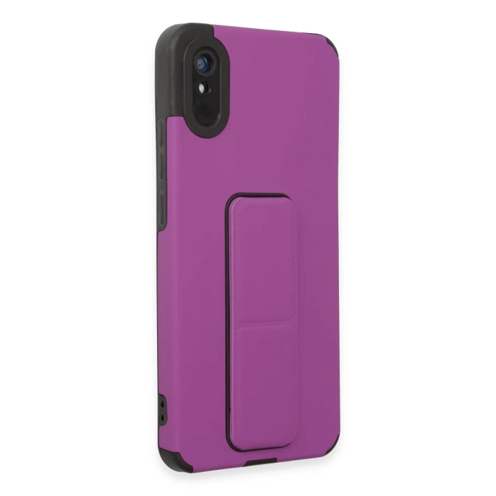 Xiaomi Redmi 9A Kılıf Mega Standlı Silikon - Mor