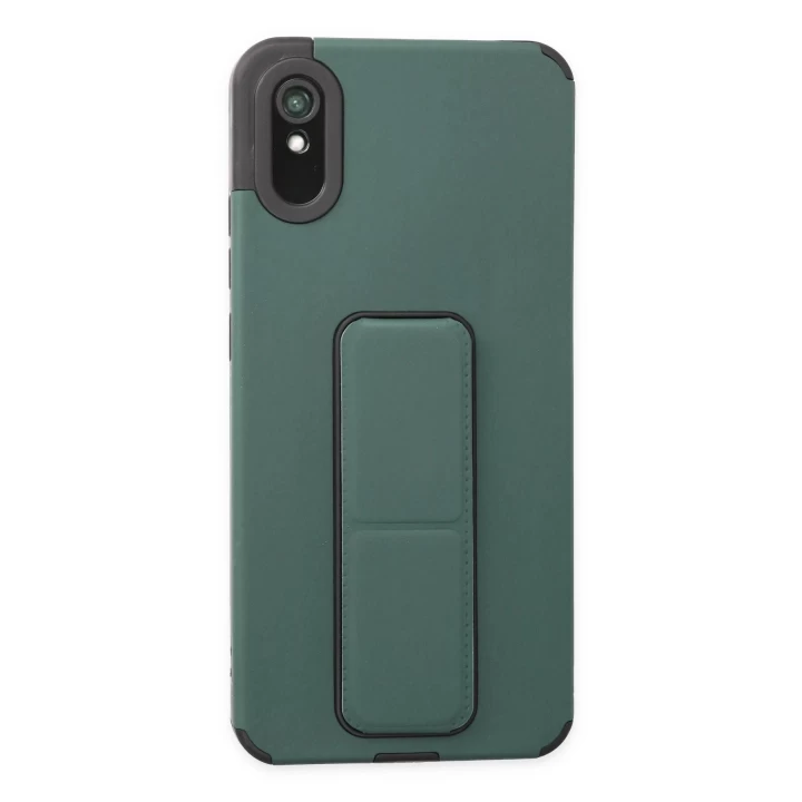 Xiaomi Redmi 9A Kılıf Mega Standlı Silikon - Yeşil