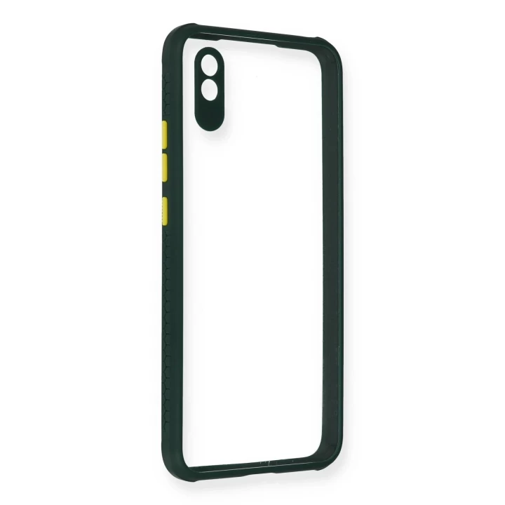 Xiaomi Redmi 9A Kılıf Miami Şeffaf Silikon - Koyu Yeşil