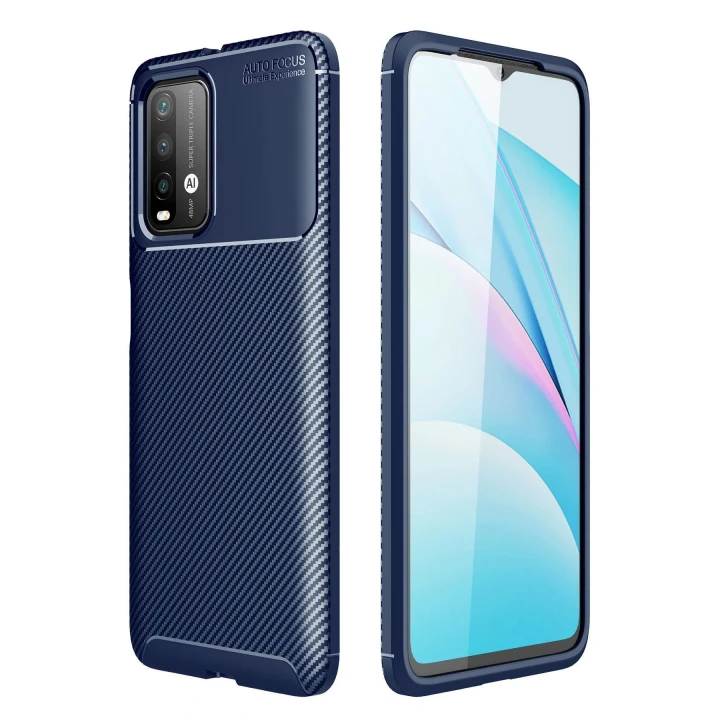 Xiaomi Redmi 9T Kılıf Auto Focus Karbon Kapak - Lacivert