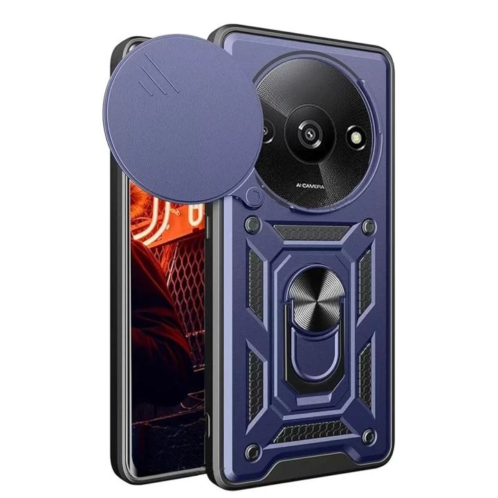 Xiaomi Redmi A3 4G Kılıf Pars Lens Yüzüklü Silikon - Lacivert