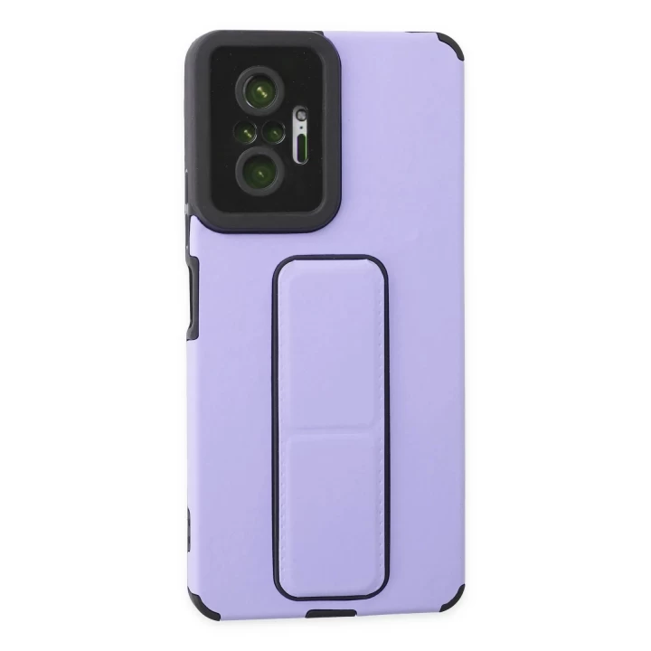 Xiaomi Redmi Note 10 Pro Kılıf Mega Standlı Silikon - Lila
