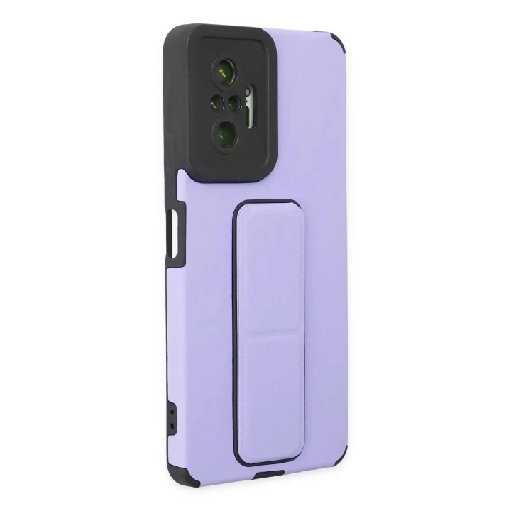 Xiaomi Redmi Note 10 Pro Kılıf Mega Standlı Silikon - Lila