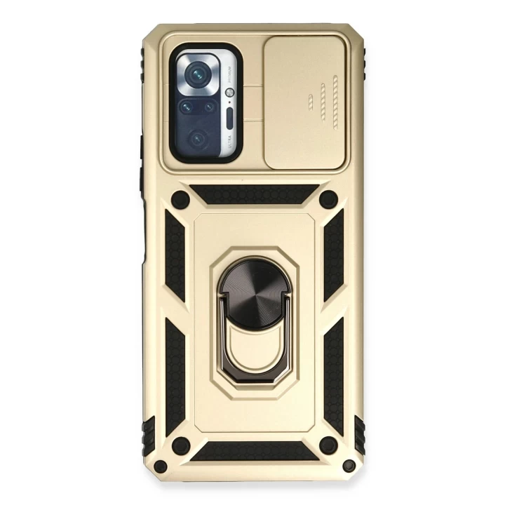 Xiaomi Redmi Note 10 Pro Kılıf Pars Lens Yüzüklü Silikon - Gold