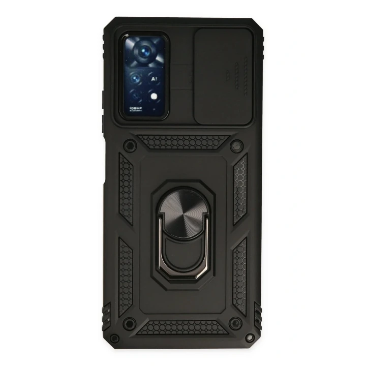 Xiaomi Redmi Note 11 Pro Kılıf Pars Lens Yüzüklü Silikon - Siyah