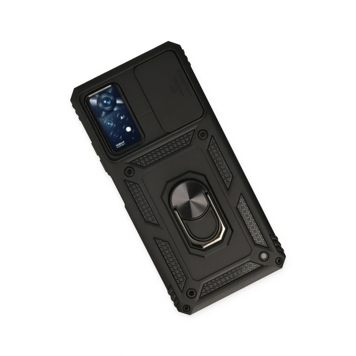 Xiaomi Redmi Note 11 Pro Kılıf Pars Lens Yüzüklü Silikon - Siyah