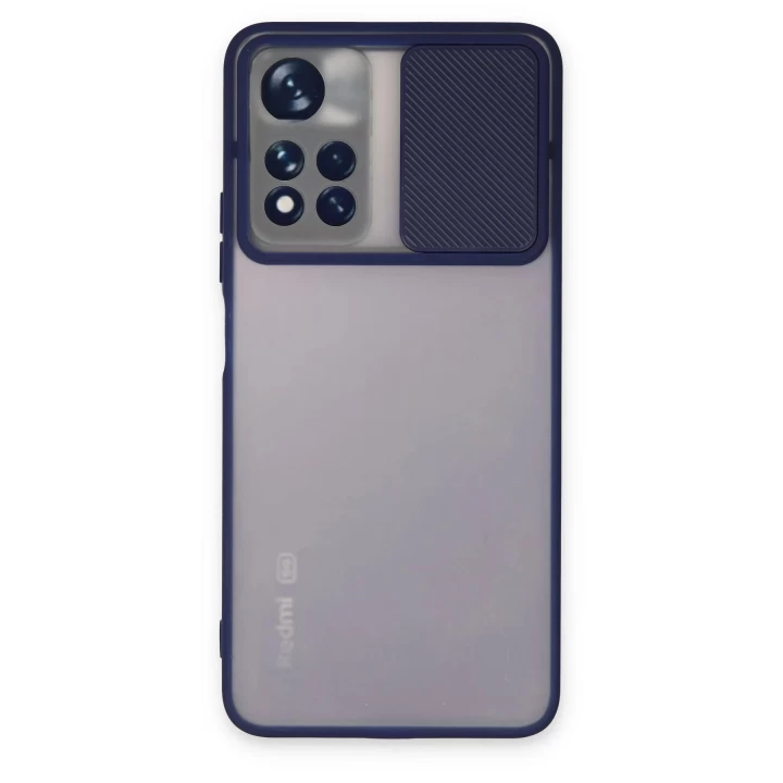 Xiaomi Redmi Note 11 Pro Plus 5G Kılıf Palm Buzlu Kamera Sürgülü Silikon - Lacivert