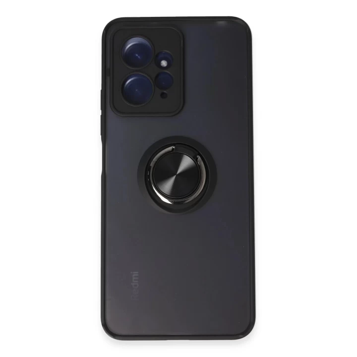 Xiaomi Redmi Note 12 4G Kılıf Montreal Yüzüklü Silikon Kapak - Siyah