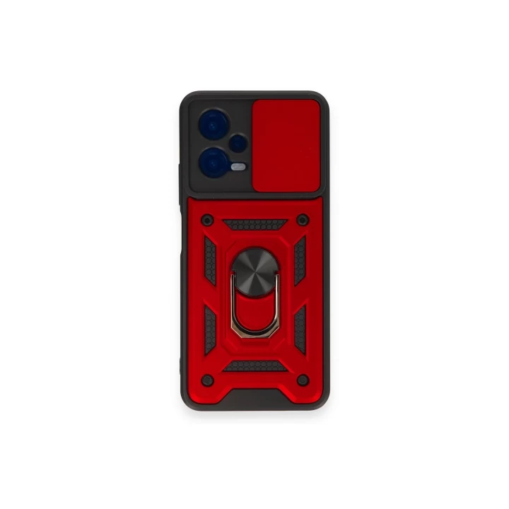 Xiaomi Redmi Note 12 4G Kılıf Pars Lens Yüzüklü Silikon - Kırmızı
