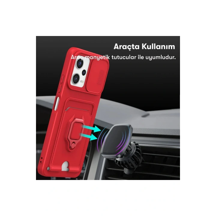 Xiaomi Redmi Note 12 Pro 5G Kılıf Zuma Kartvizitli Yüzüklü Silikon - Lacivert