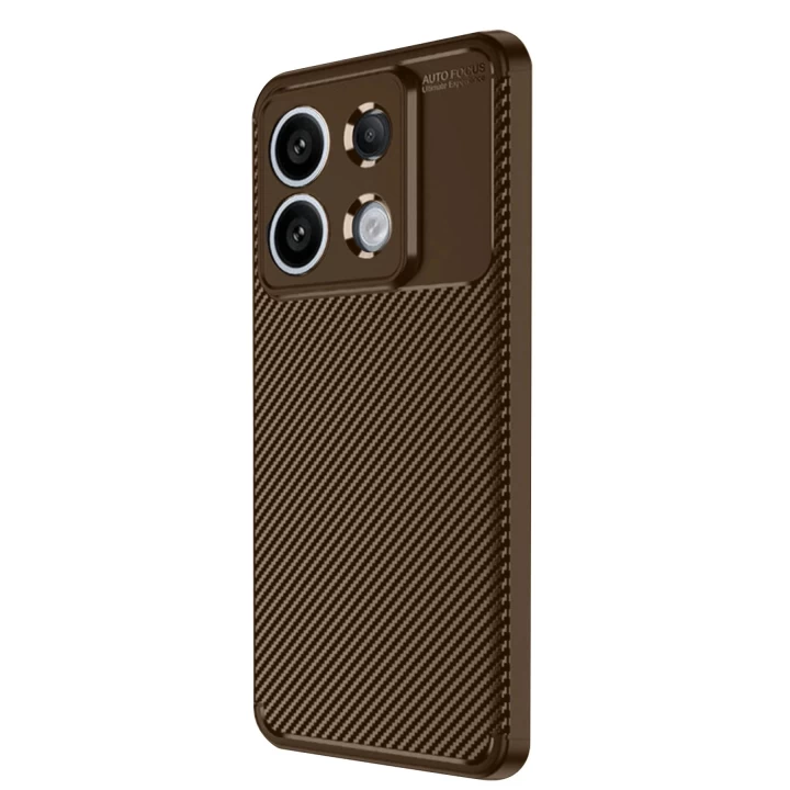 Xiaomi Redmi Note 13 Pro 4G Kılıf Auto Focus Karbon Kapak - Kahverengi