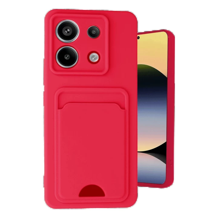 Xiaomi Redmi Note 13 Pro 5G Kılıf Kelvin Kartvizitli Silikon - Kırmızı