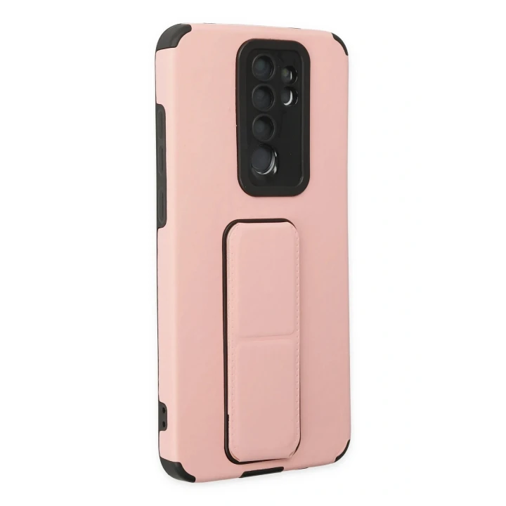 Xiaomi Redmi Note 8 Pro Kılıf Mega Standlı Silikon - Pudra