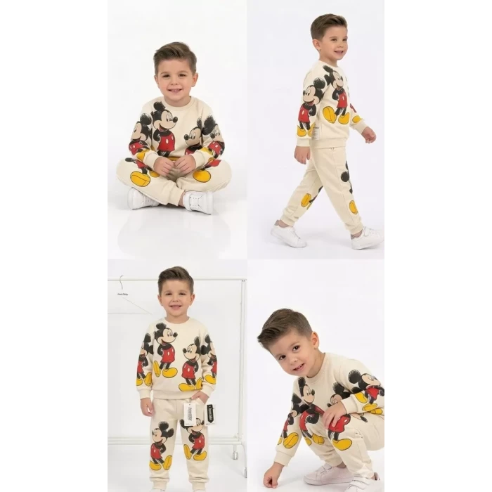 2-5 Yaş Fare Baskılı Penye Çocuk Takımı