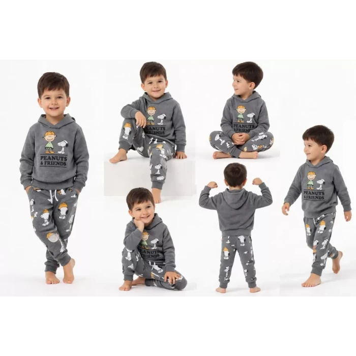 2-5 Yaş Kapşonlu Baskılı 2 Li Çocuk Takımı