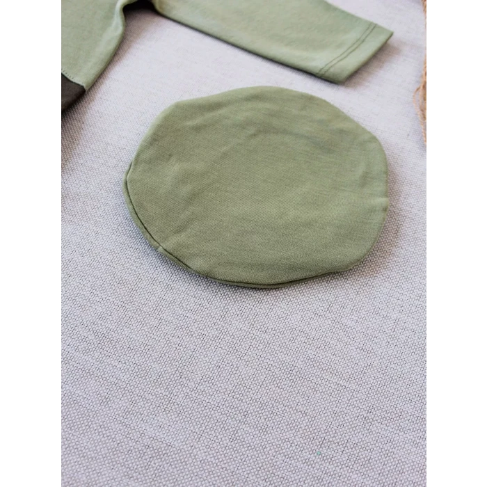 3-6 9-12 12-18 Ay Özel Kuvvetler Nakışlı Bere Şapkalı Kız Erkek Bebek Tulumu Yeşil