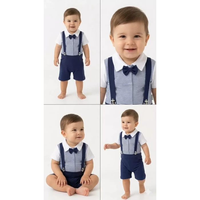 6/18 Ay Denizcik Şort-tişört Bebek Takımı