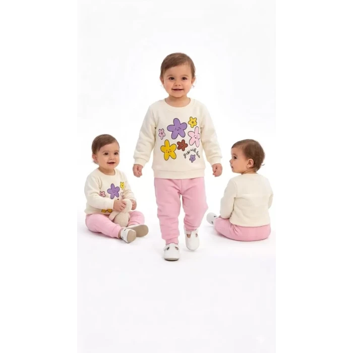 6/24 Ay Çiçek Baskılı Basic Bebek Takımı