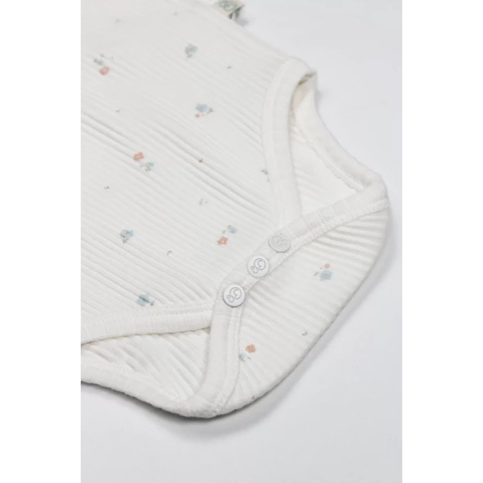 Bistyle Flying Bloom White Yarım Kol 2li Body 17118 Ekru Gül Kurusu