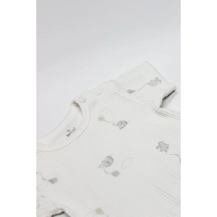 Bistyle Flying Elephant Yarım Kol 2li Body 17116 Ekru Gri
