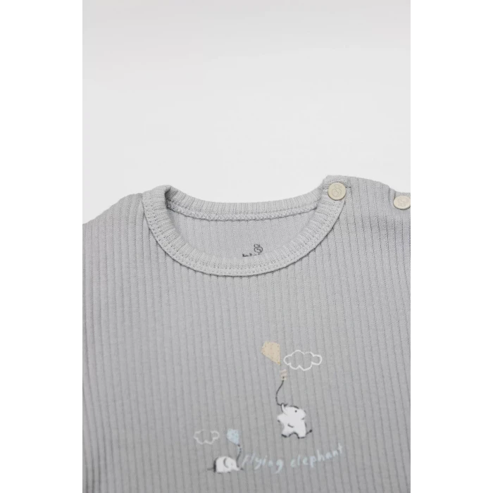 Bistyle Flying Elephant Yarım Kol 2li Body 17116 Ekru Gri