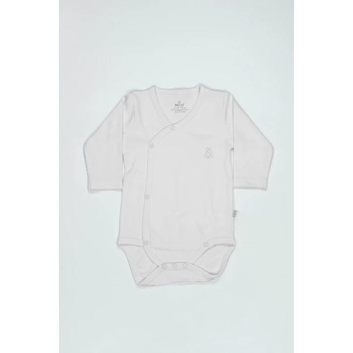 Bistyle Organik Natural Basic Style Kruvaze Uzun Kol Body Bs17102 Beyaz