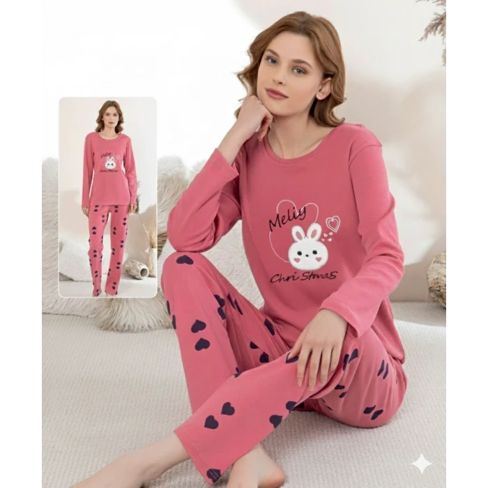 Boyraz 0353 Kadın Penye Uzun Kol Pijama Takımı