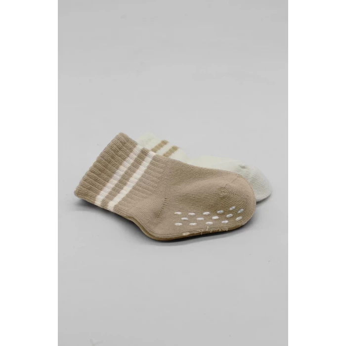 Çemberli Kaymaz Soket Çorap 2li  Bej-ekru