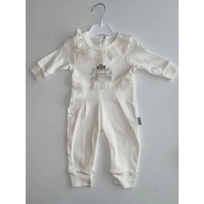 Çiçekli Araba Nakışlı Dantelli Tulum